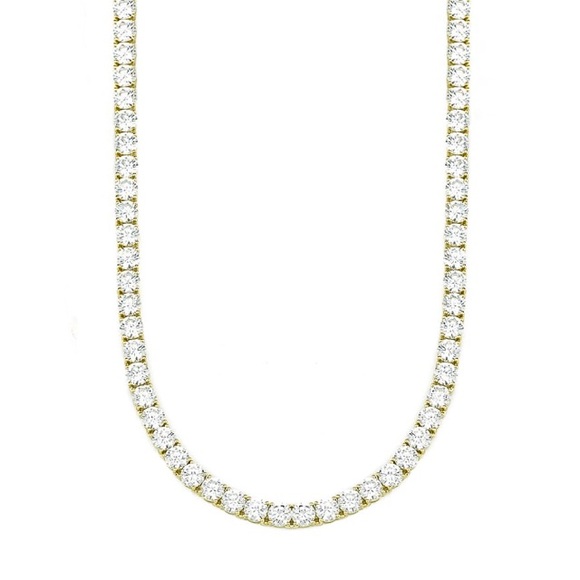 Men’s Gold Diamond Tennis Chain Necklace - Picture 4 of 4